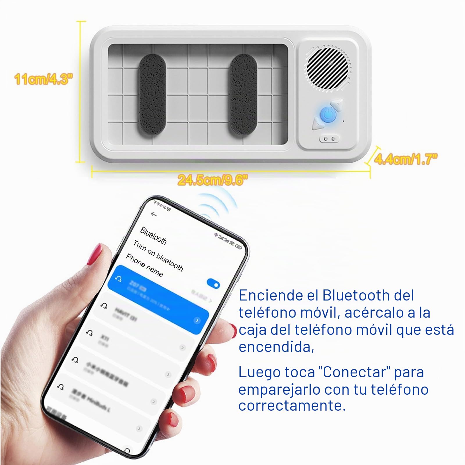 Soporte Para TeléFono Ducha Resistente Al Agua,Con Altavoz Bluetooth InaláMbrico,Funda Para TeléFono Ducha,BañO,Montaje En Pared Para Todos Los TeléFonos MóViles Hasta 7 Pulgadas,Regalos Para Hombres