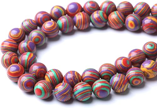Miniatura 4 de 45 piezas de cuentas de piedra natural de 516 pulgadas (8 mm) de malaquita arcoíris cuentas sueltas redondas para hacer joyería, pulseras de cristal