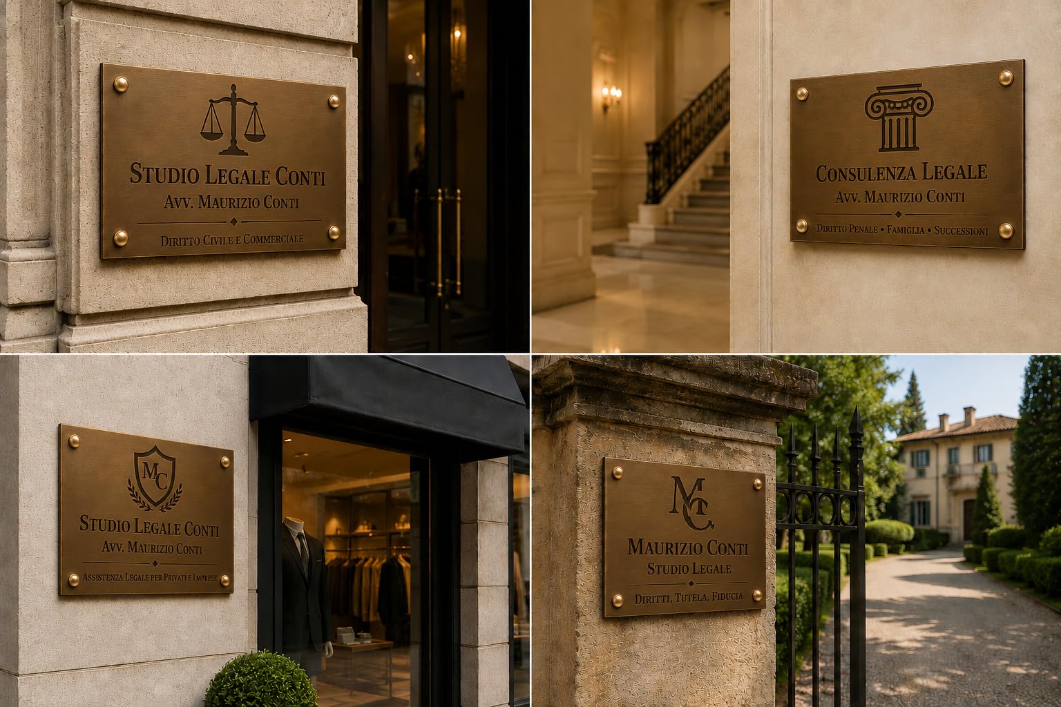Plaque en laiton personnalisée gravée – Plaque professionnelle pour bureau, porte, bureau et maison – Finition bronze mat premium – Personnalisable avec nom, logo et texte – Fabriquée en Italie