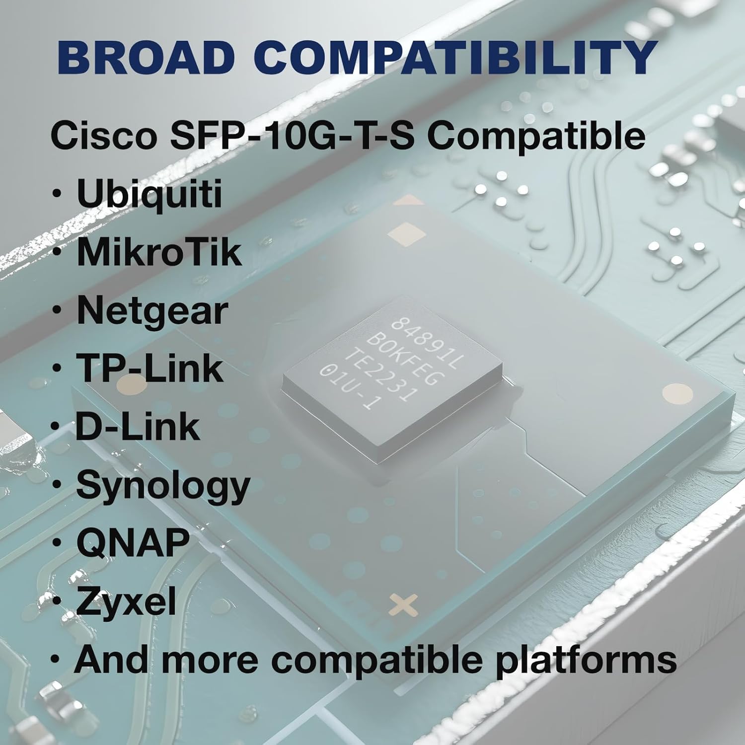 SpeedyFiberTX 1-Pack 10GBASE-T SFP+ RJ45 Copper Transceiver, Compatible with Cisco SFP-10G-T-S, Broadcom Chipset, Up to 80m