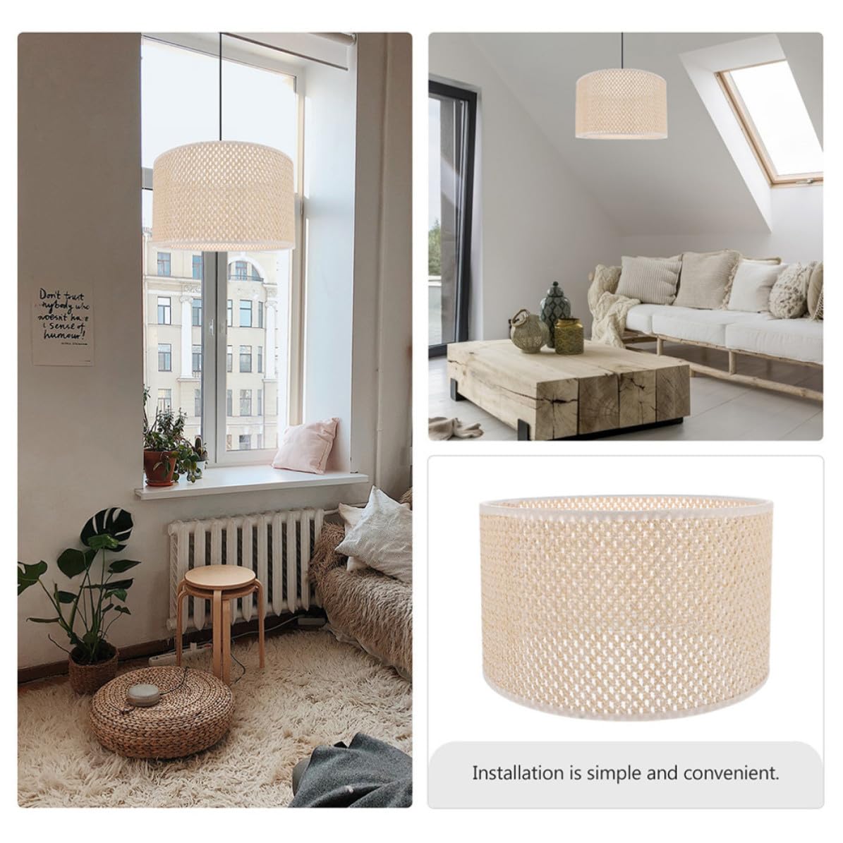 Abat-jour Moderne Tissé E27 pour Lampe de Bureau Élégante
