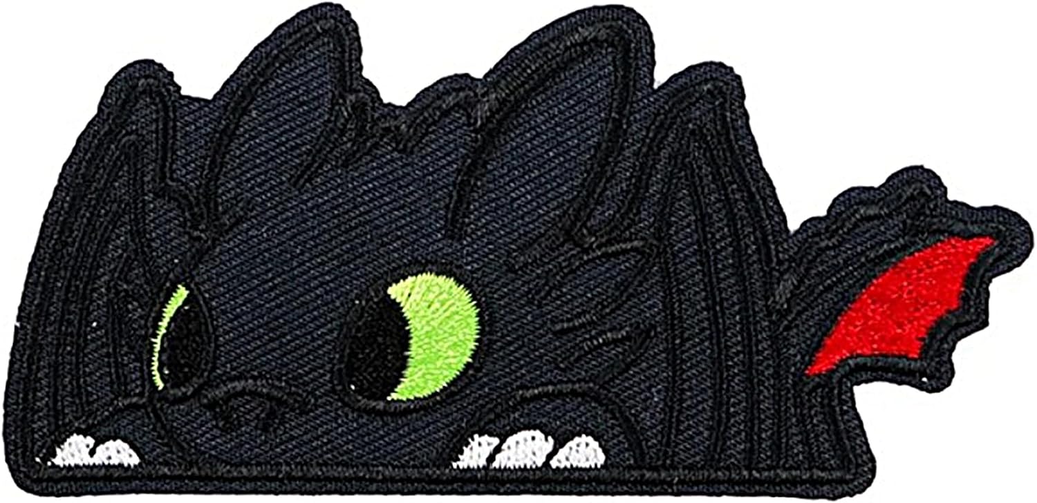 Cartoon Dragons Nightfury and Lightfury 3.77 Inches Wide Embroidered Set of 2 Patches