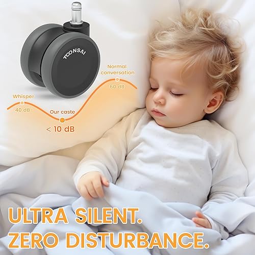 Miniatura 7 de Juego de 5 ruedas de goma de repuesto para sillas de oficina de 3 pulgadas, doble rueda resistente, 660 libras, rodamiento suave y silencioso para