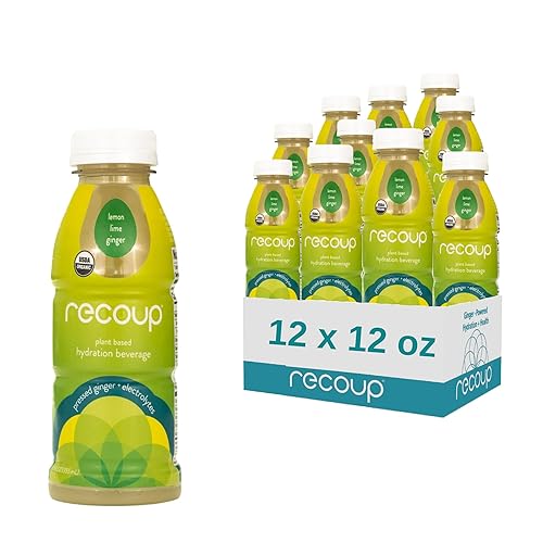 Recoup Bebida orgánica de hidratación y bienestar con electrolitos y jengibre, limón + lima + jengibre, agua potable deportiva a base de plantas, disponible en Yaxa Colombia