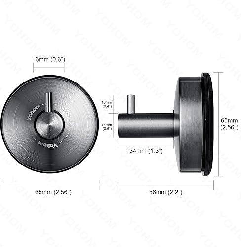 Miniatura 6 de YOHOM Ganchos de ventosa  Ganchos de acero inoxidable negro para ventana y toalla de ducha  Capacidad para 2 piezas