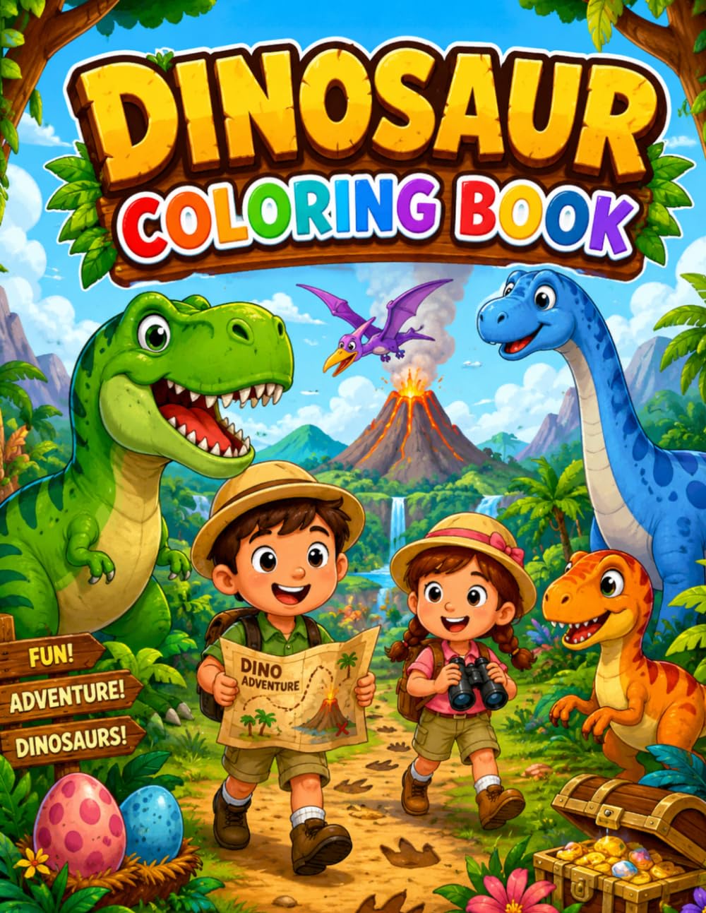 Dinosaur Adventure Coloring Book - kids coloring book for kids aged 3 to 8