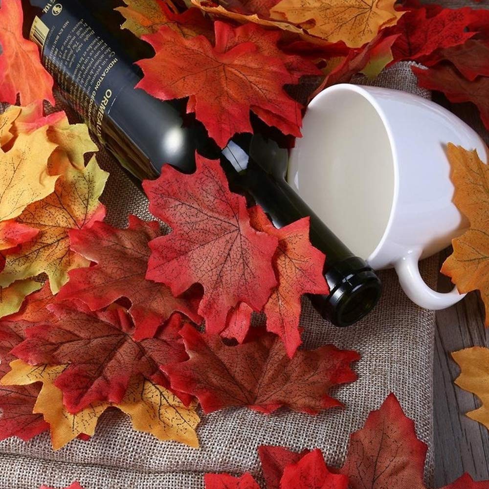 200 Pezzi Foglie d'Acero Artificiali 13 Colori Misti Colorati Foglie d'Autunno finte spargimenti da Tavolo per Matrimoni