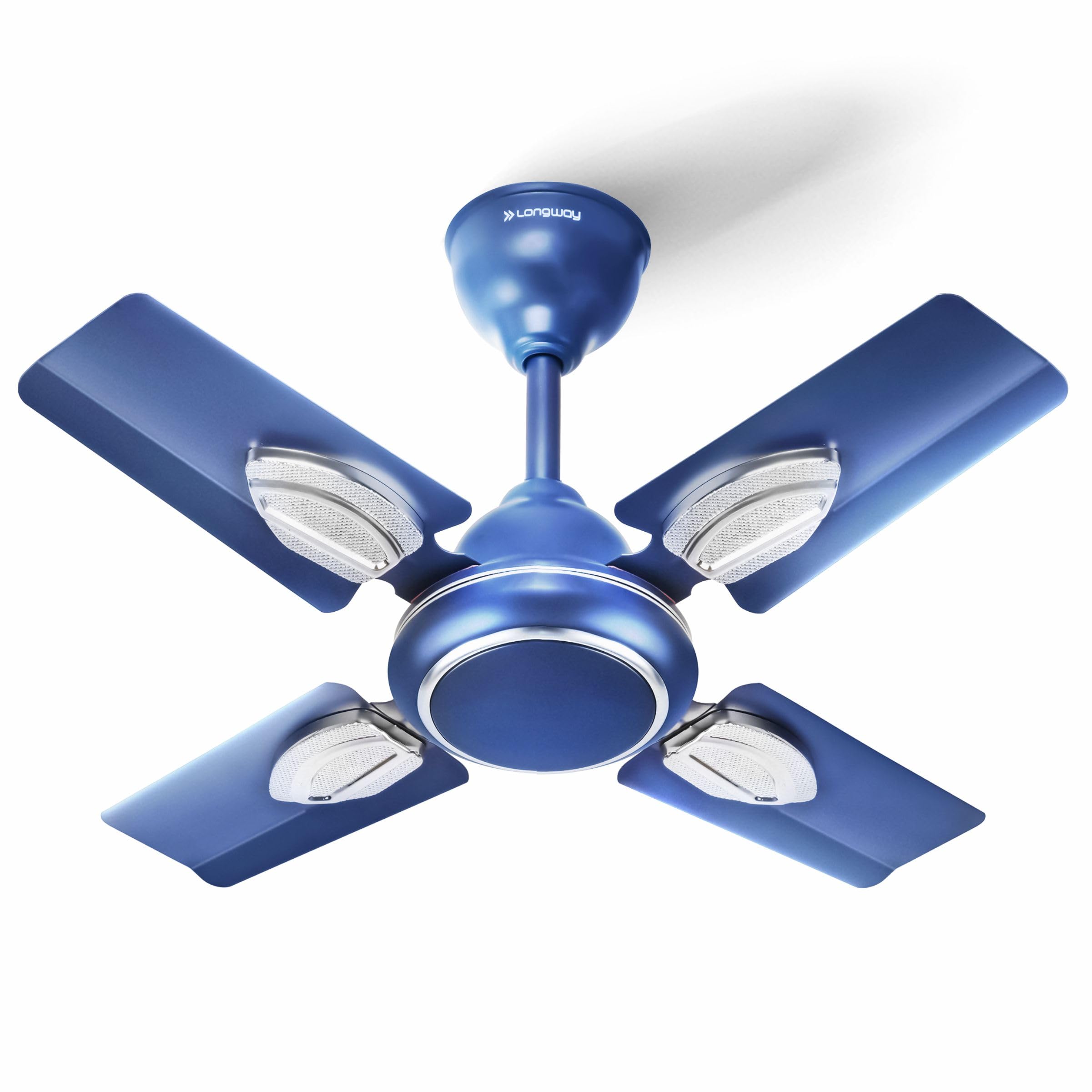 LONGWAY Kiger P1 600 mm/24 inch Ultra High Speed 4 Blade Anti-Dust Decorative Star Rated Ceiling Fan 2 Years Warranty (Silver Blue, Pack of 1)