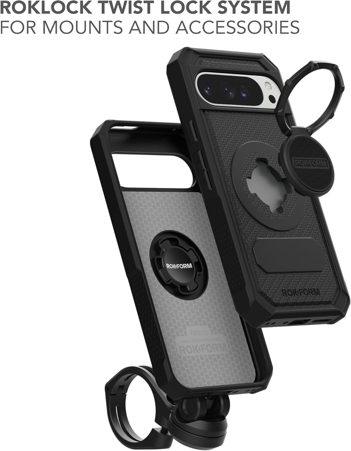 Rokform Case Compatible with Google Pixel 9 Pro XL, Rugged Series, Magnetic Cover with RokLock, Drop Tested Armor (Black)