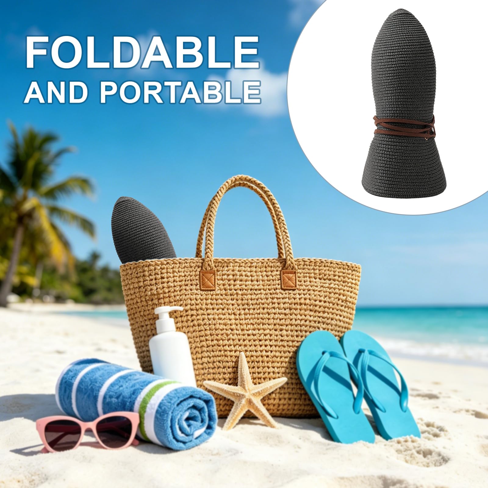 DRESHOW Femme Homme Chapeau de Paille Panama Unisexe Chapeau Été Large Bord Chapeau de Soleil Anti-UV Chapeau de Soleil