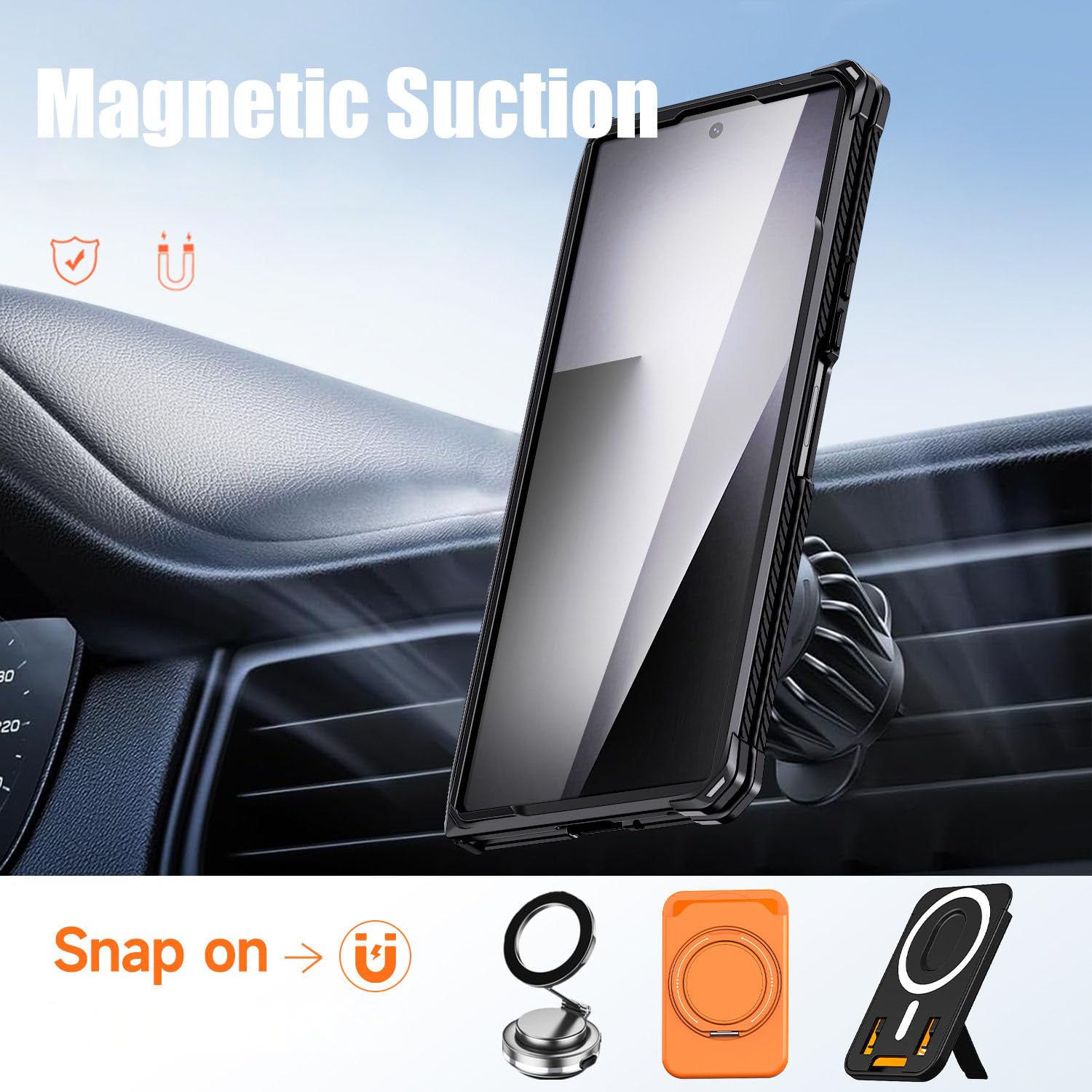 Magnetyczne etui do Samsung Galaxy Z Fold 8 Ultra, ochrona wojskowa