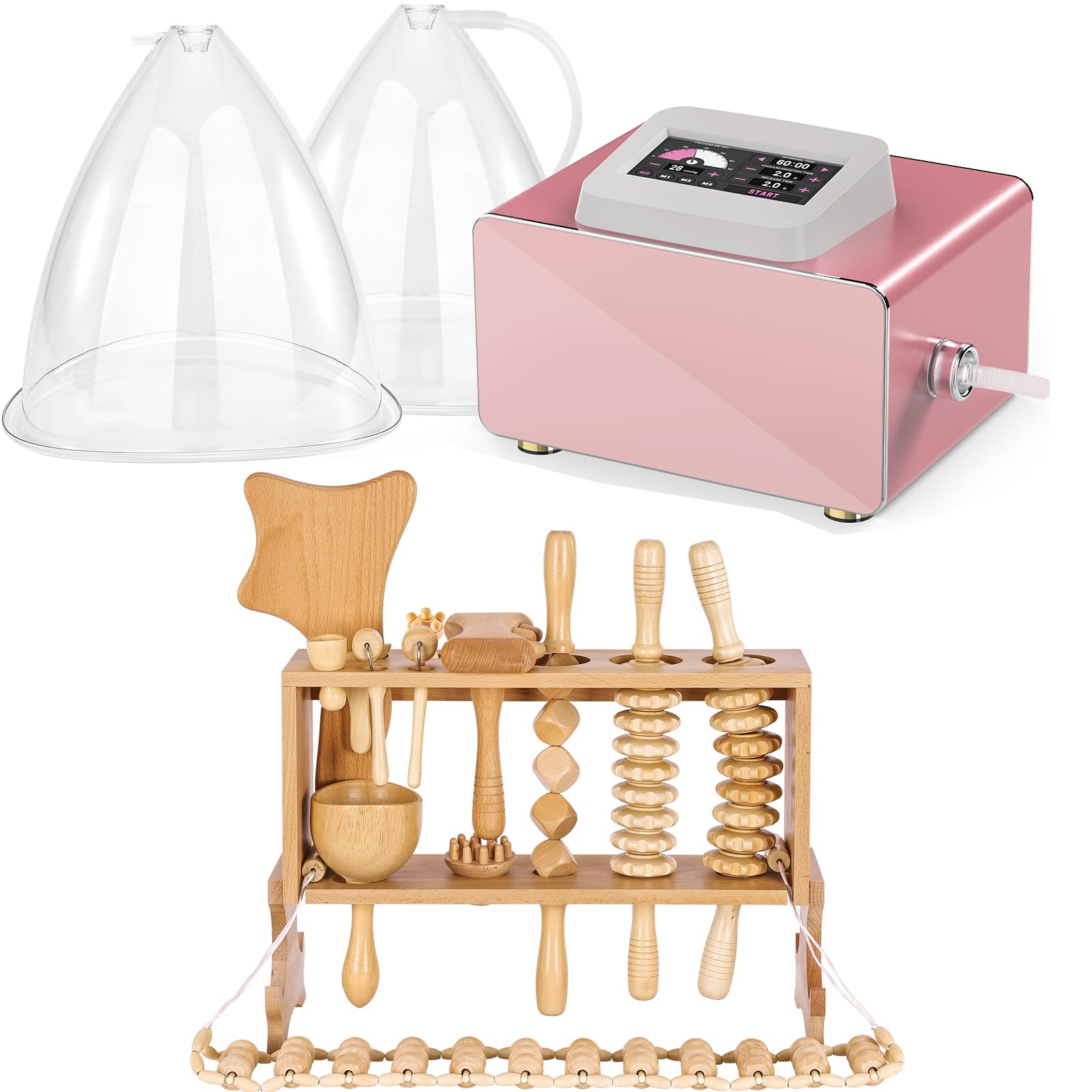 Meifuly Vacuum Therapy Machine with 24 Cups(Include 1500, 1800, 2100ML Large Cups), 13 in 1 Wood Therapy Massage Tools