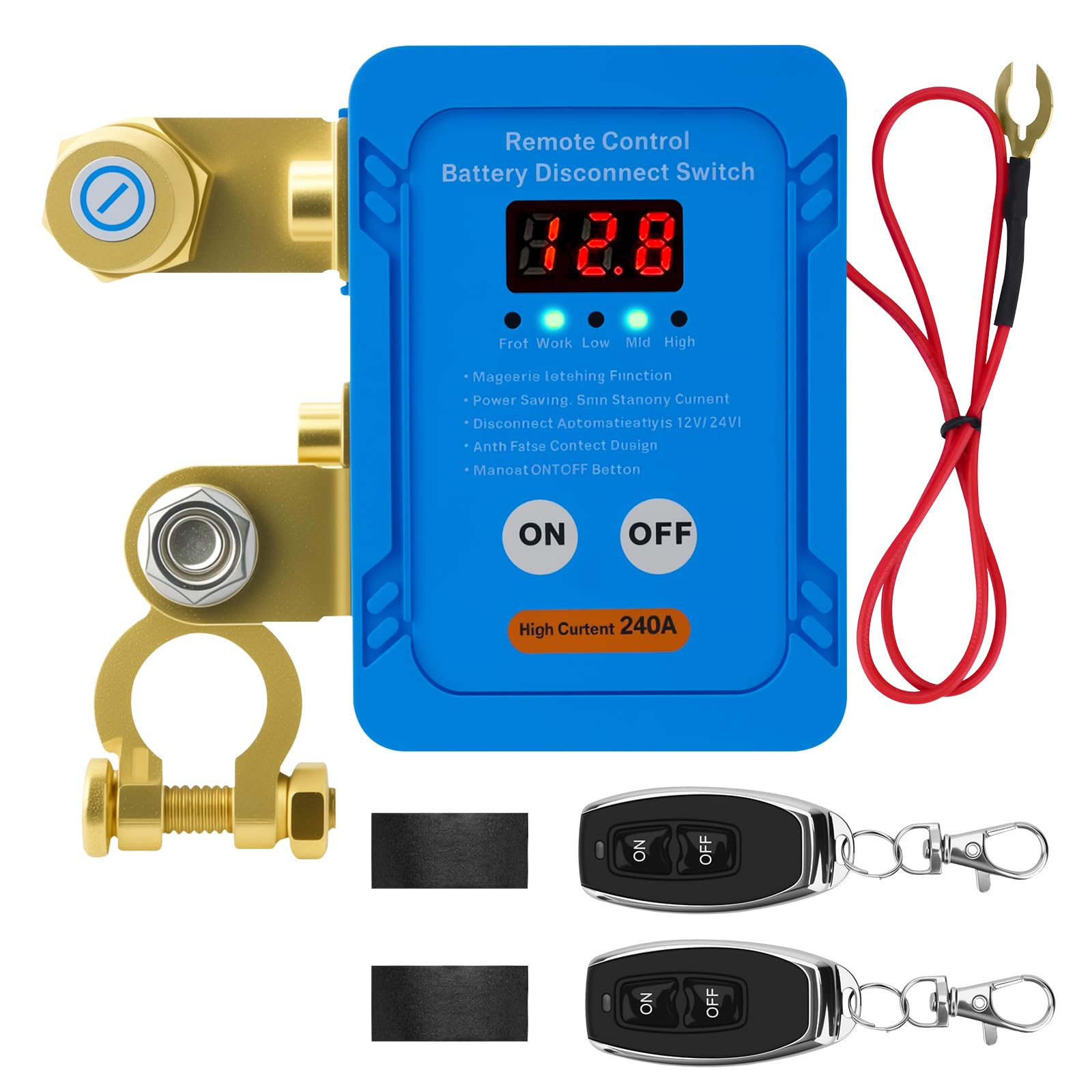 Disjoncteur de Batterie Télécommandé Sans Fil 12V/24V, 240A, Interrupteur de Coupure Antivol Anti - Fuite Voiture Camion Batterie, Interrupteur D'arrêt Automatique pour Voiture, RV, ATV, Bateau.