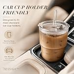 Tasses en verre ribbées de 20 oz avec couvercles et pailles, ensemble de 2 tasses à café glacé, ensemble de tumblers en verre étanches pour bar à café, verres réutilisables pour eau, latte, smoothie et boissons froides