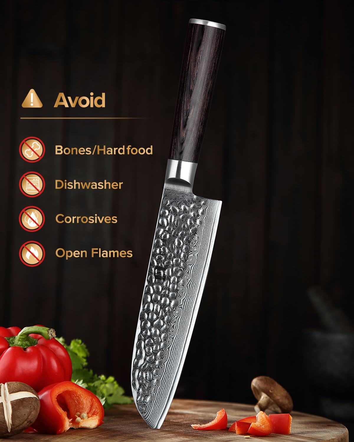 XINZUO 5 Pièces Ensemble de Couteaux de Cuisine Finition Martelée 67 Couches Acier Damas Tranchant Couteau de Chef Santoku Nakiri Universel Fruits Couteaux professionnels -Poignée en Bois de Pakka