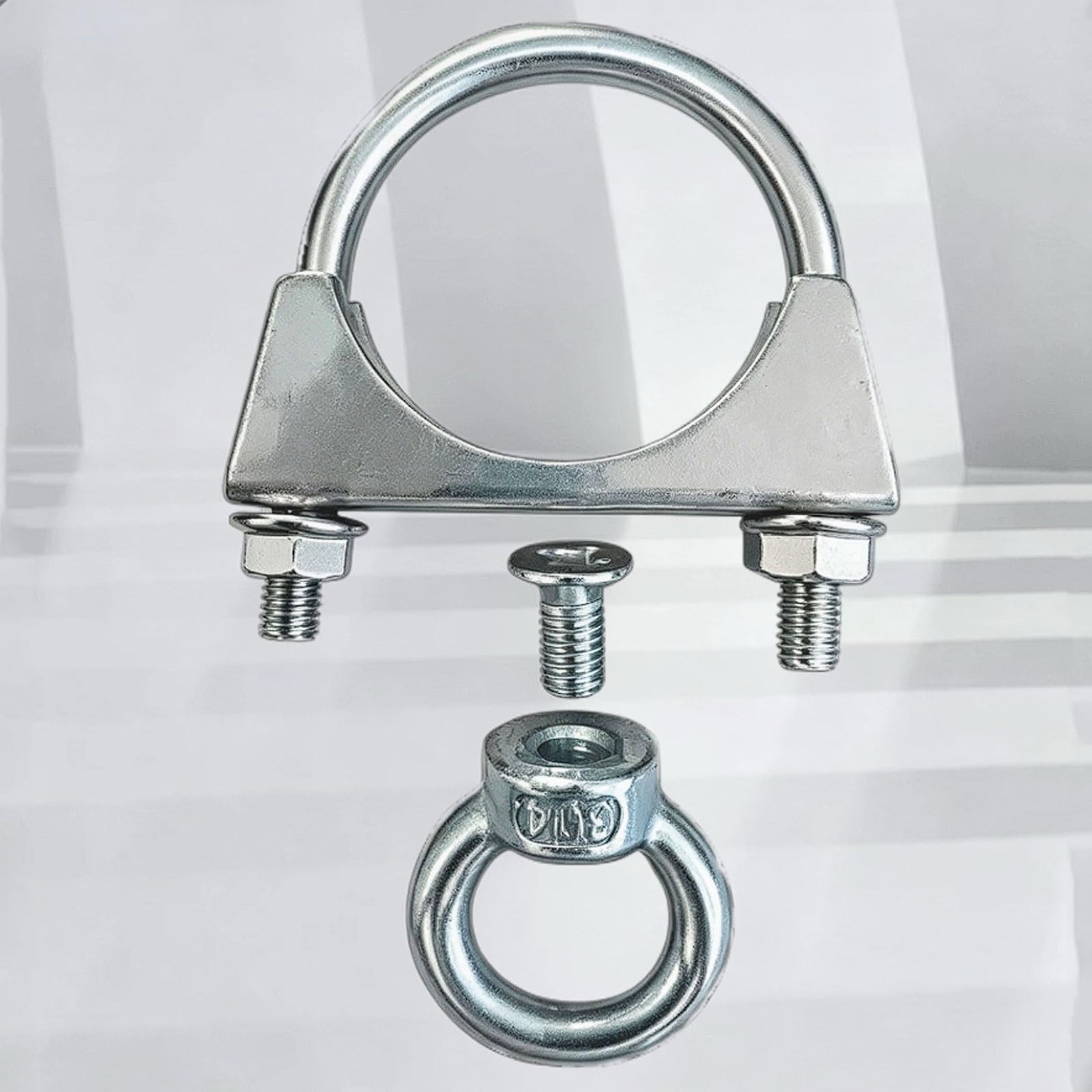 Abrazaderas para tuberías de acero inoxidable 304 con anillos elevación redondos giratorios, 4 juegos soportes para, ganchos fijación, abrazaderas cilíndricas(48MM)