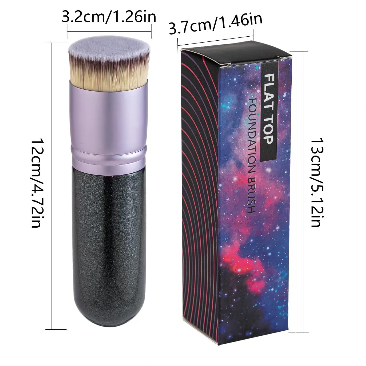 Pennello per fondotinta a doppia testa, nero, in fibra sintetica con applicatore in spugna, design a doppia estremità per l'applicazione di fondotinta liquido e BB Cream (viola)