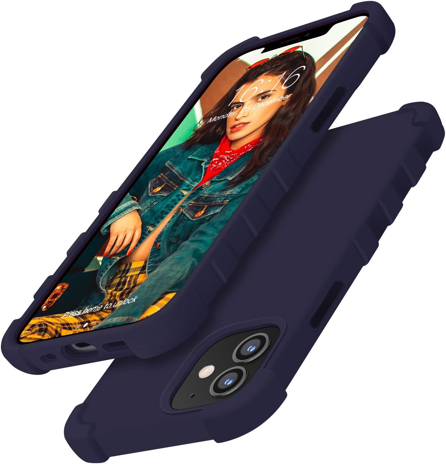 Gorain Case for iPhone 12 Mini, Military-Grade Drop Protective Liquid Silicone Case Anti-Slip Shockproof Gel Rubber Cover with Soft Microfiber Lining for iPhone 12 mini 5.4 inch-Navy Blue