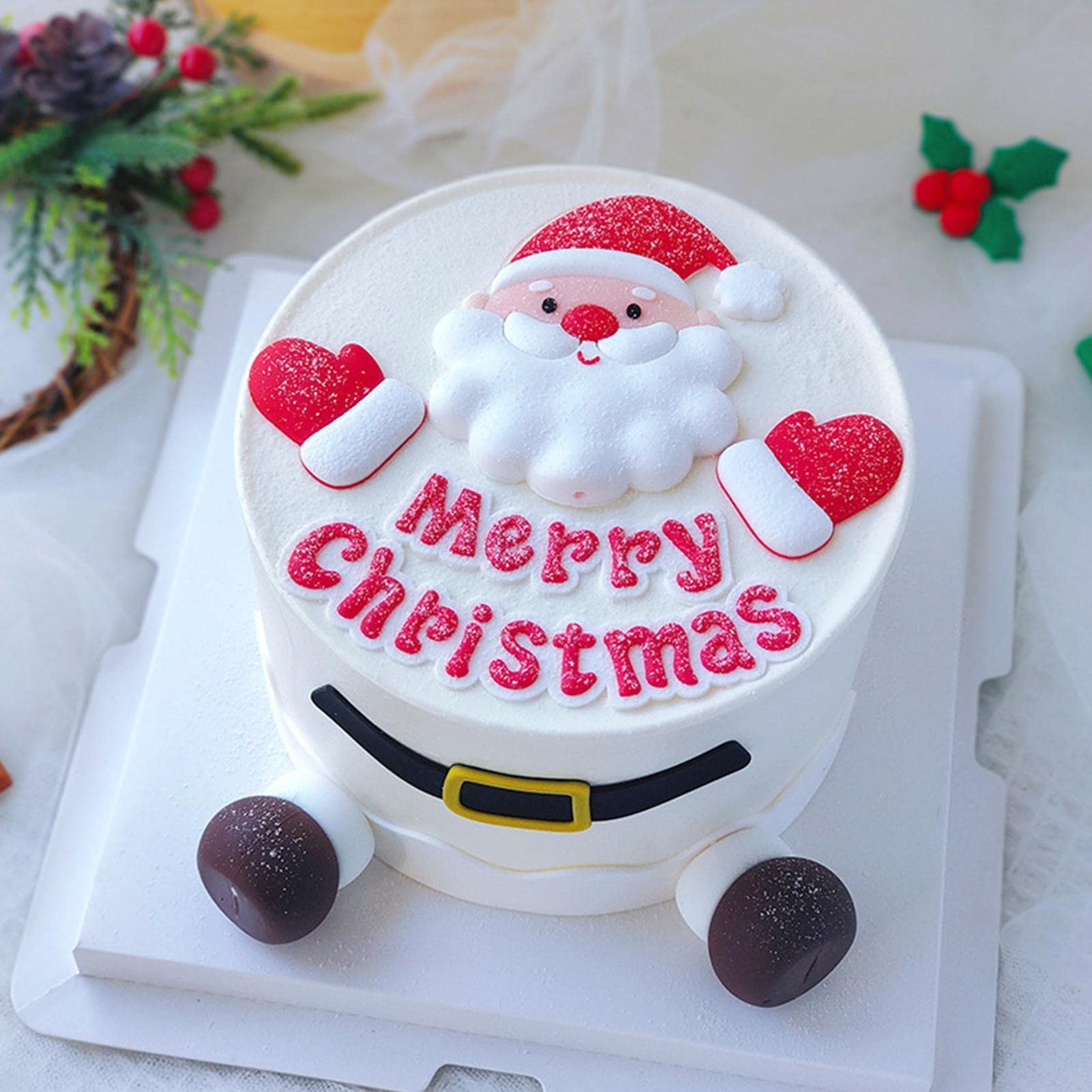 Amazon.co.jp: クリスマスケーキトッパー - 写真 サンタクロースの飾り