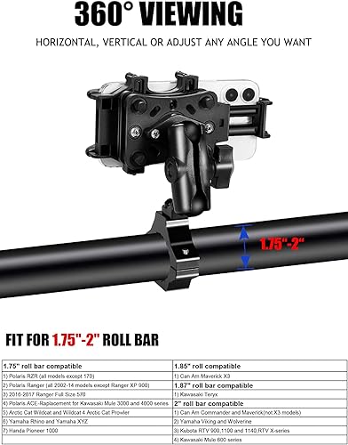 Miniatura 5 de Soporte de teléfono antivibración para UTVSXS Off-Road, operación con una sola mano, soporte de aluminio resistente para teléfono celular, fácil de