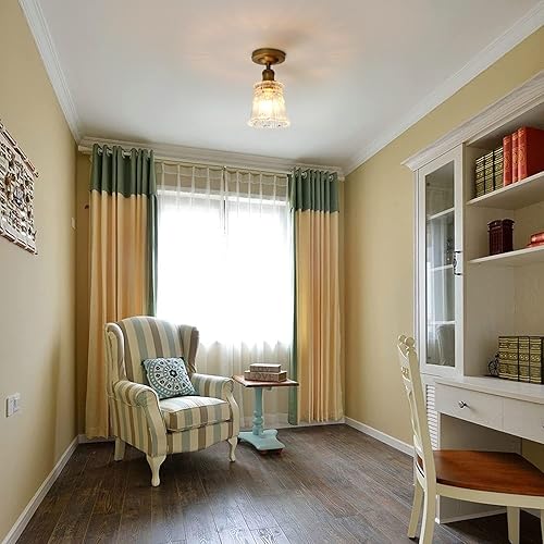 Miniatura 2 de Pathson Flush Mounted Ceiling Light with Heavy Handmade Crafts Glass, Modern Hardwired Stripes Ceiling Lamp Lighting for Living Room Bedroom