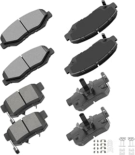 cciyu D914 D1086 Brake Pads w/Hardware Front Rear Disc Brake Pad Set