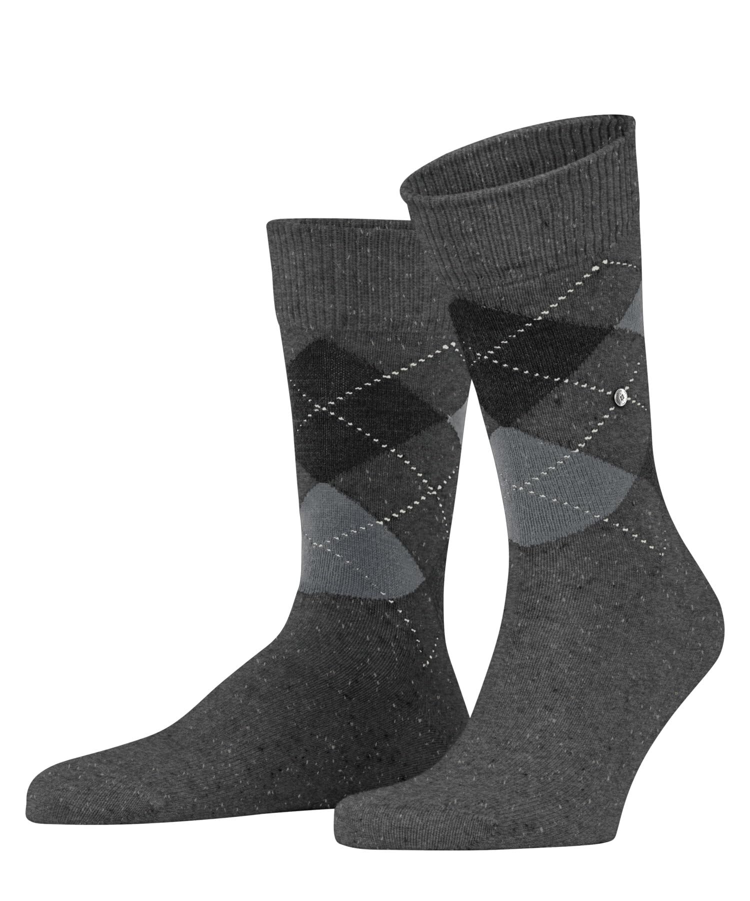 Burlington Men's Grey Carbon Mel 3975 Dundee M So Wool Viscose Patterned 1 Pair Socks, 6.5-11
