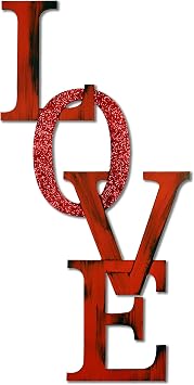 Letter2Word Wall Decor - Chained Love Original Word Wall Art, Red with Red Glitter