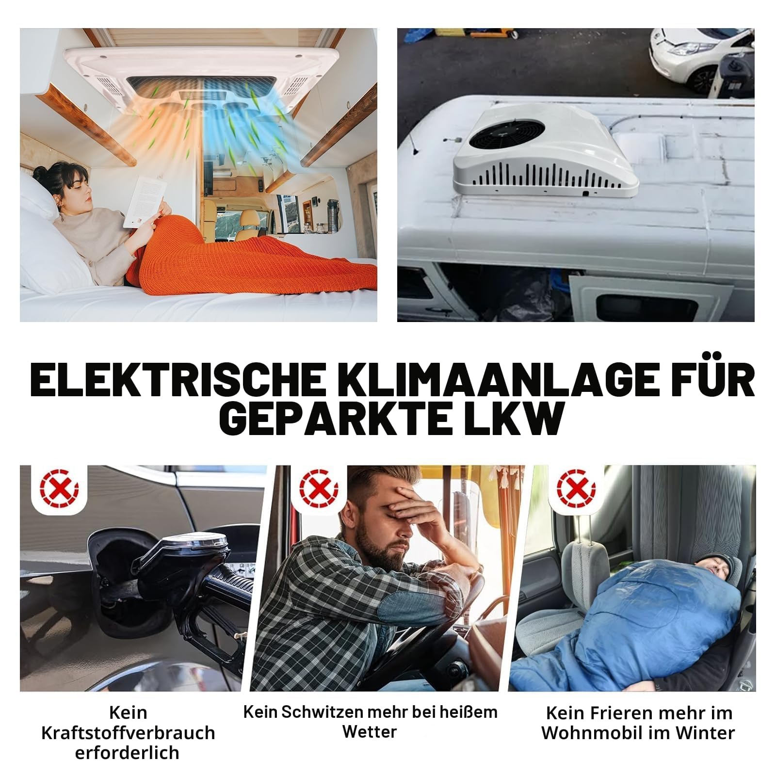 Condizionatore d'aria da tetto per camper, 12 V CC, raffreddamento silenzioso 11000 BTU e riscaldamento AC 3500 BTU, ventola a 3 velocità per camper, roulotte, camper e camion