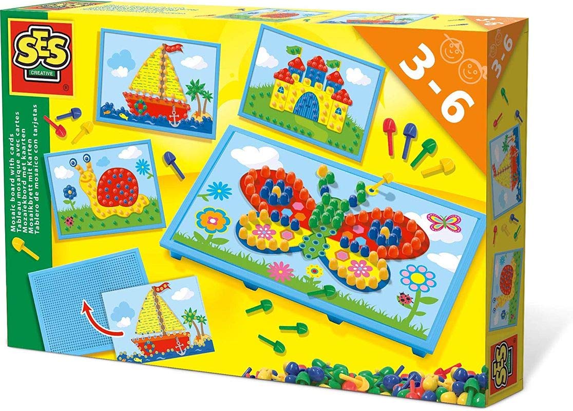 SES Creative - Mosaic Board with Cards Kit - Arts and Crafts Set - Kids