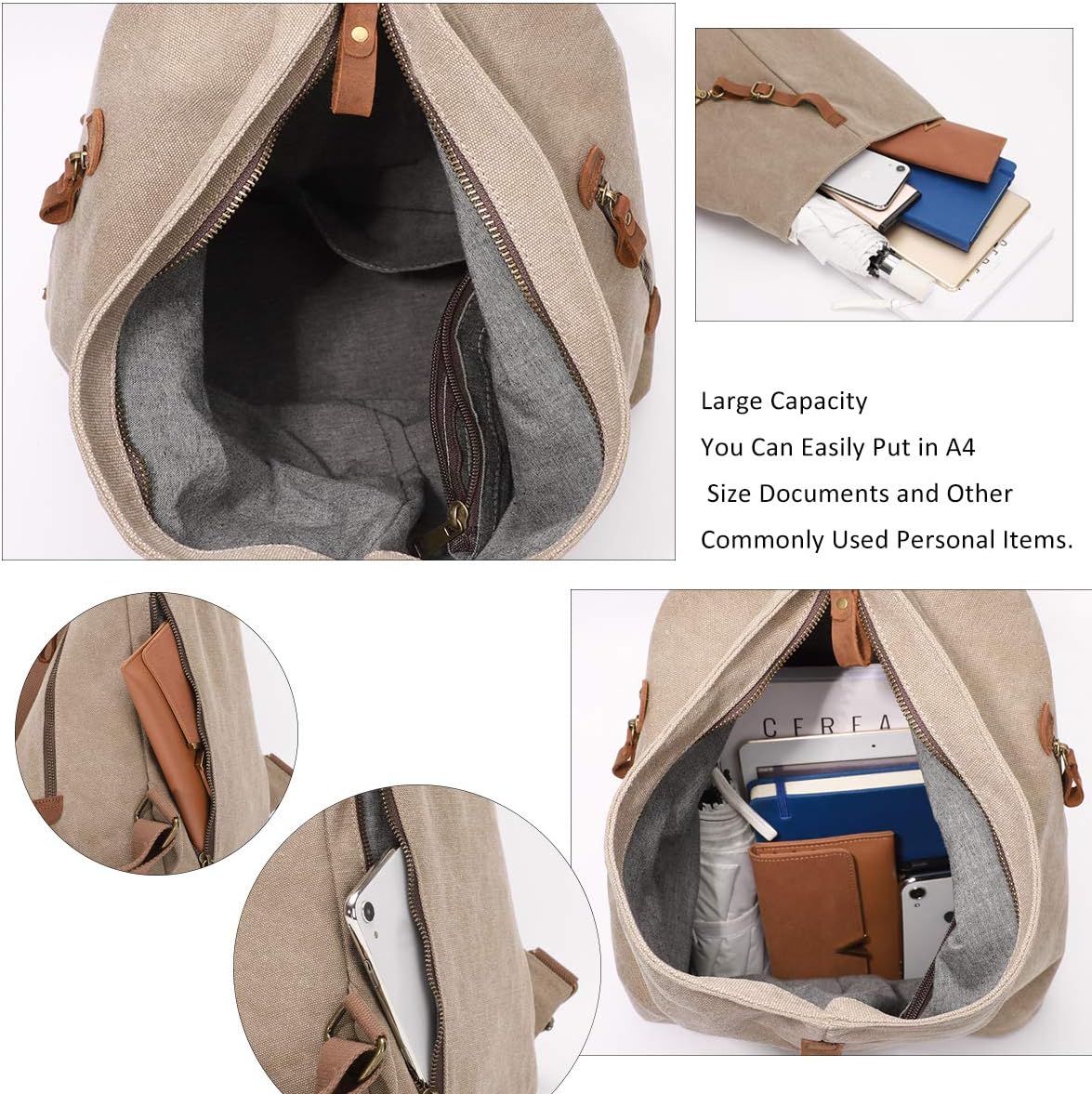 KL928 Canvas Vintage Backpack – Large Casual Daypack Outdoor Travel Rucksack Hiking Backpacks for Men Women : Sports & Outdoors