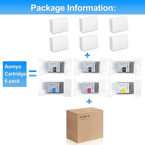 Miniatura 3 de Aomya Cartucho de tinta compatible Canon PFI-102 pfi 102 para ImagePrograf iPF500 510 600 605 610 650 655 700 710 720 750 755 760 765 130ML cartucho