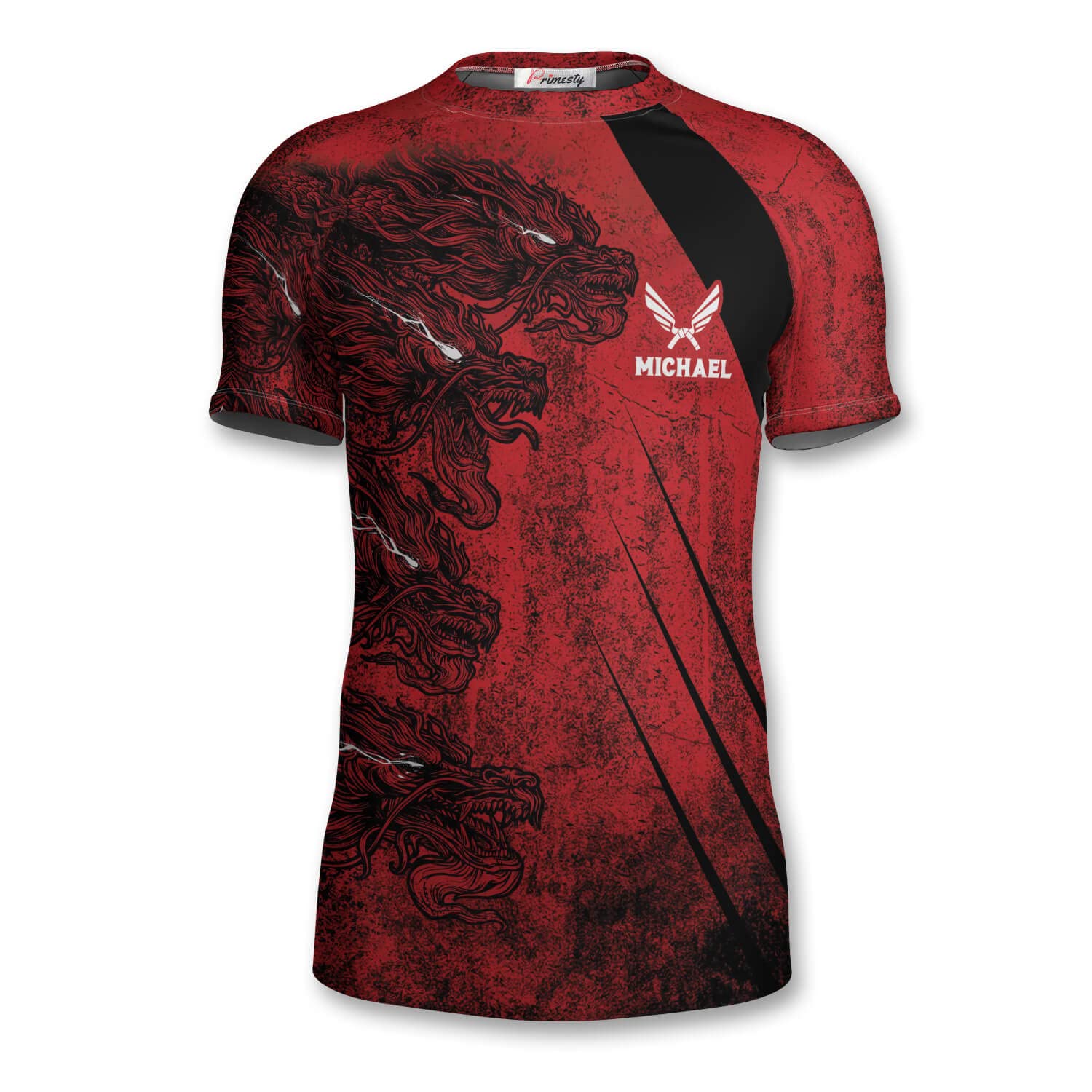 PRIMESTY BJJ Jiu Jitsu Rash Guard - Custom Short Sleeve Rash Guard Compression Shirt for No-Gi & MMA, Size XS-3XL