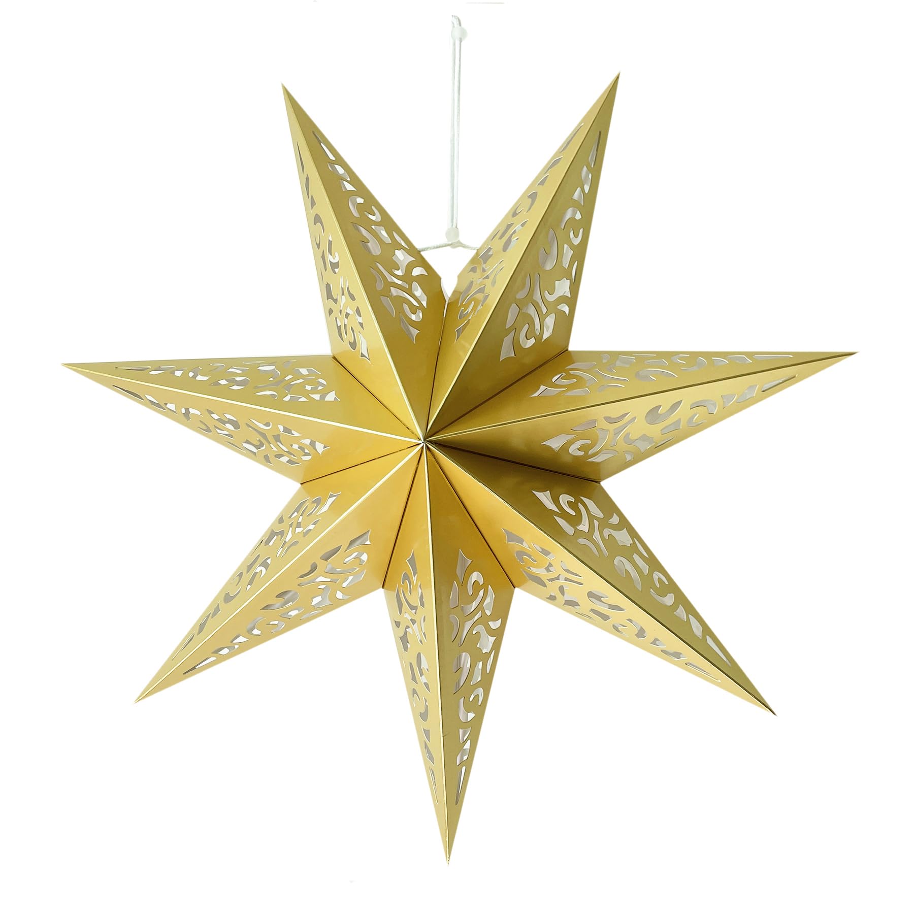 Papierstern-Laterne Gold – Faltbarer Lampenschirm Zum Aufhängen Für Hochzeit, Weihnachten, Party