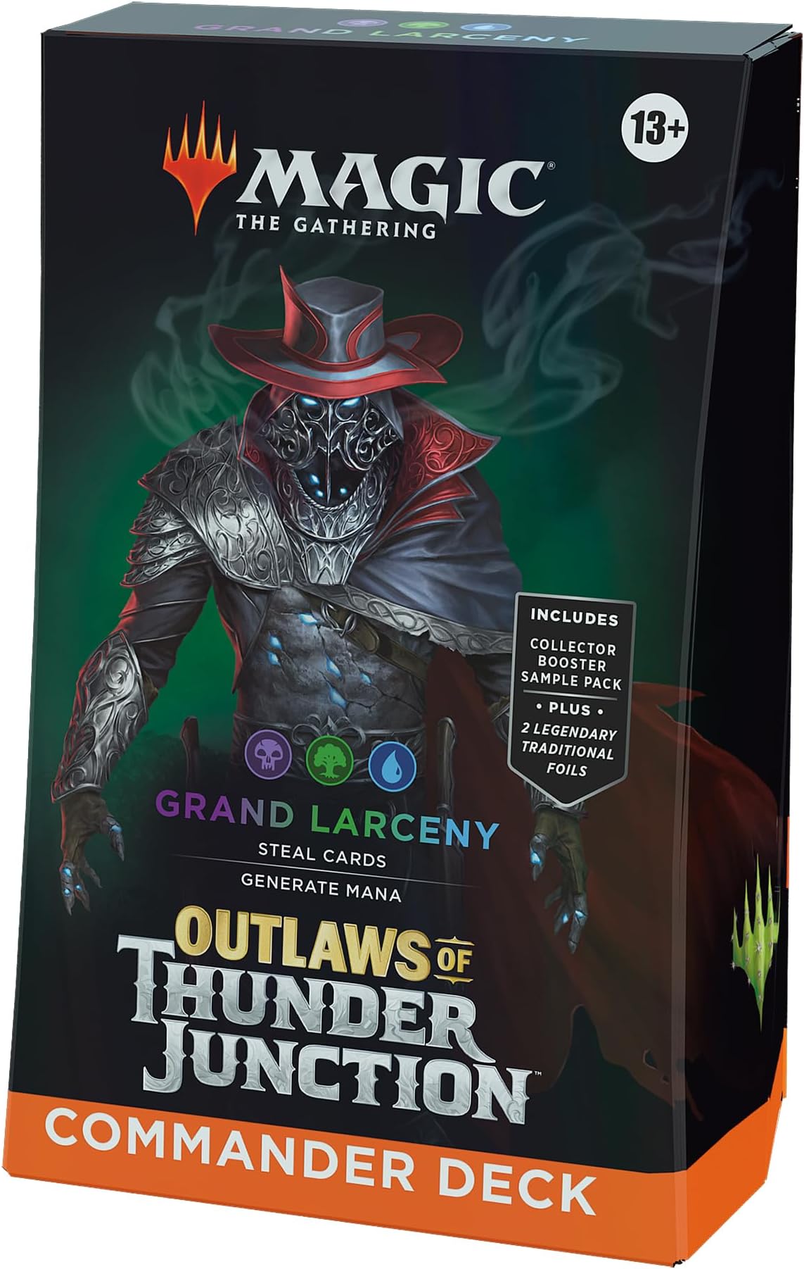 Magic: The Gathering Outlaws of Thunder Junction Commander Deck - Grand Larceny (100-Card Deck, 2-Card Collector Booster Sample Pack + Accessories) (English Version)