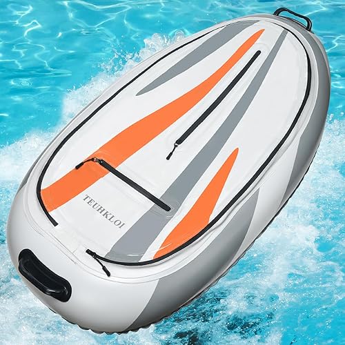 Inflatable Kayak Floating Cooler - Large Capacity Insulated Kayak Cooler with Aluminum Foil, Two Compartments | Hand Pump, Tow Rope, Heavy Duty PVC, Orange-Grey | for Boating and Kayaking