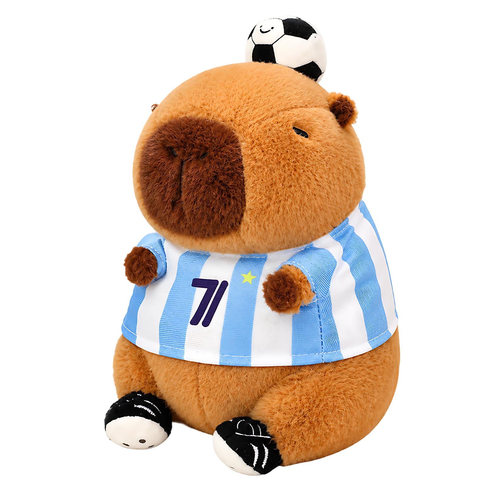 Capybara Plush, 22 CM/8.6 INCH Cute Football Plushies Cartoon Rodent Plush Toy Stuffed Animal Realistic Doll Toy, Brown Cute Stuffed Animal for Boys and Girls Birthday and Home Decoration Christmas