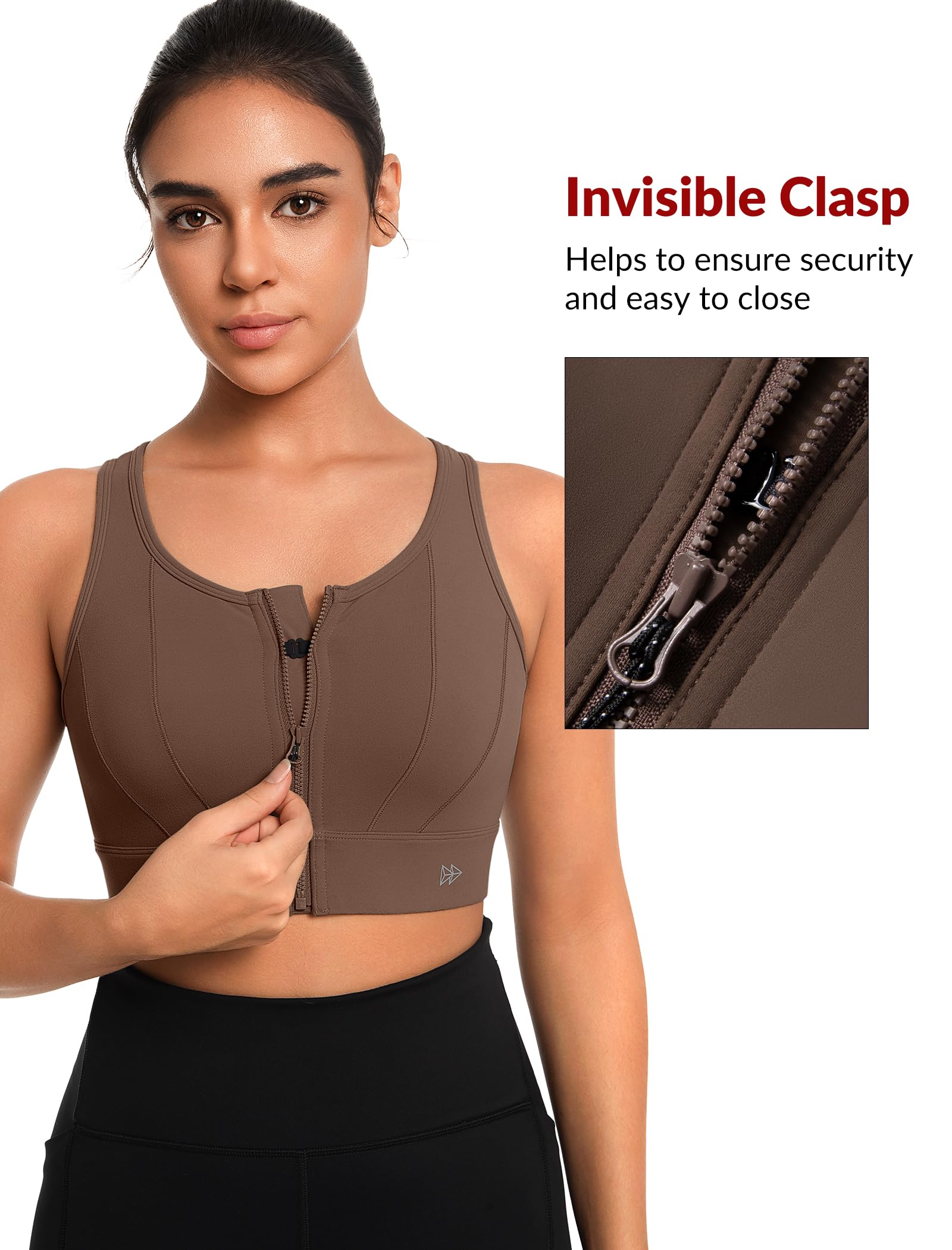 Yvette Reggiseno sportivo con chiusura frontale per le donne ad alto supporto grande busto di supporto reggiseno sportivo ad alto impatto per la corsa