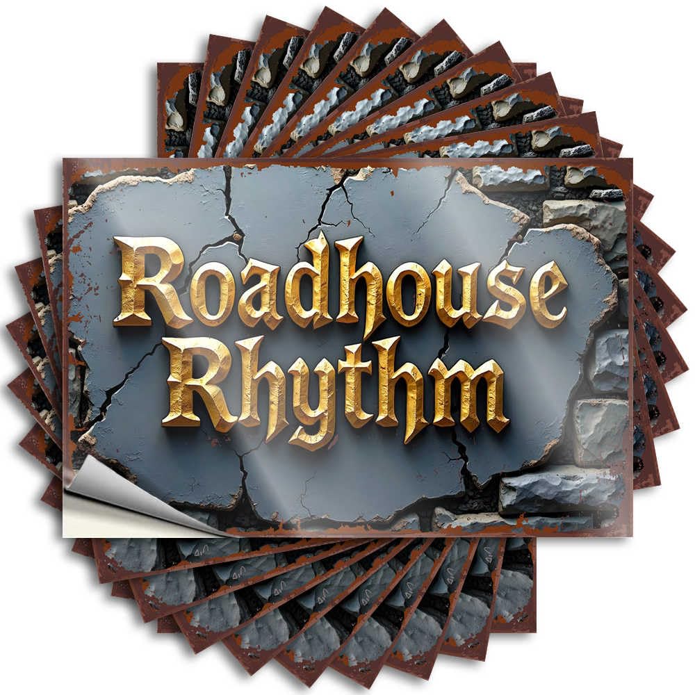 Half Sticker Aesthetic Decals, Porch Decorations Cute Pattern Design for Teacher Notebook | Hat Removable Vinyl Roadhouse Rhythm: A Musical Journey Through Time(8X12CM)