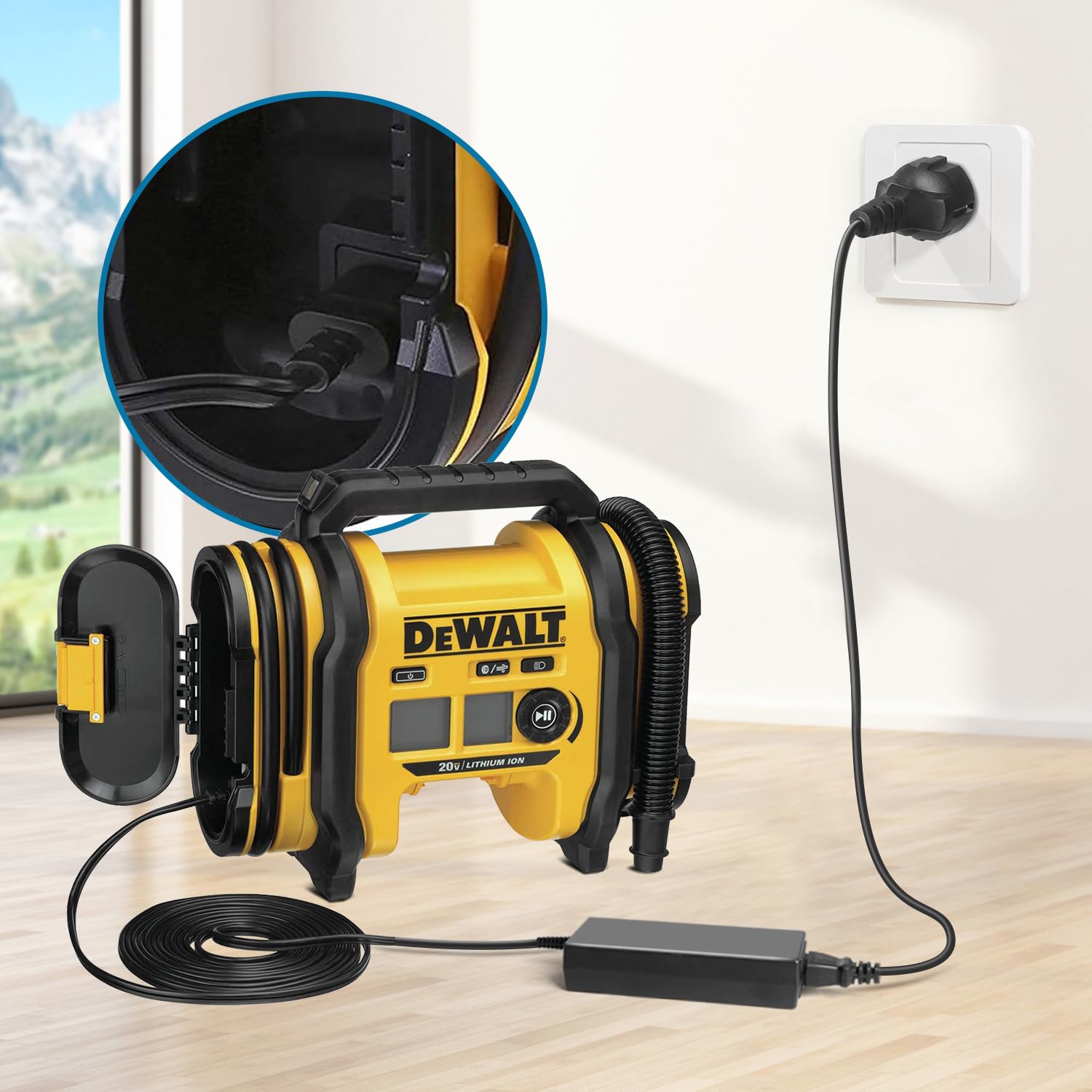 KFD Netzteil 13,8V Power Supply Ladegerät für Dewalt N557515 Akku-Kompakt-Kompressor DCC018N DCC018N-XJ N557514 DCC020IB Zubehör 20V Inflator Cordless Tire Inflator Air Compressor Netzadapter Charger