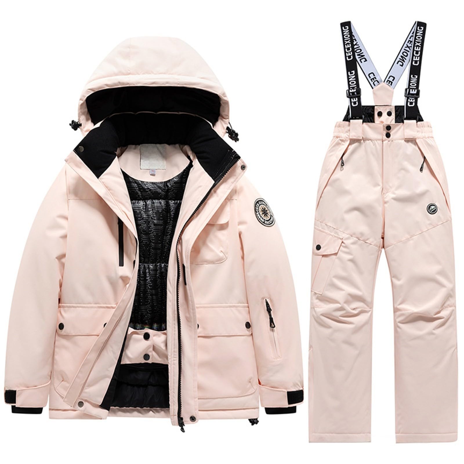 Chaqueta de esquí y monos para niños, 2 piezas, impermeable, cortavientos y cálido, combinación de ropa de nieve para niños de 5 a 14 años – Snowboard
