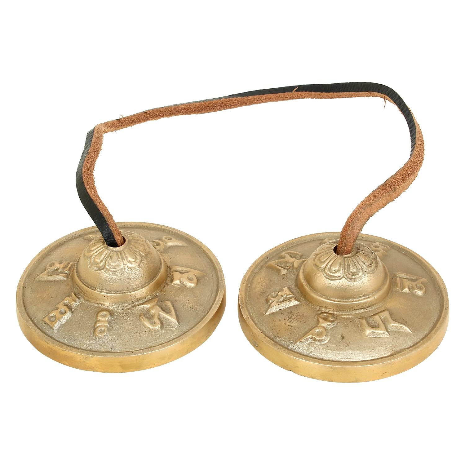Ajuny Tibetano Tingsha Piatti Campane Meditazione Buddista Yoga Campana OM Mane Padme Hum Simboli Manjira in Rilievo Regali Spirituali