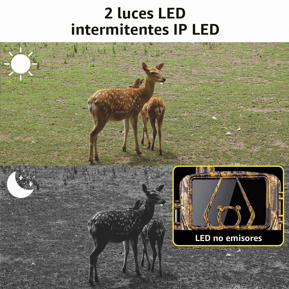 Cámara de caza 4G LTE con aplicación de transferencia de teléfono móvil, cámara de caza de 60 MP 8 K con sensor de movimiento, visión nocturna, cámara de caza con tarjeta SIM, gran angular de