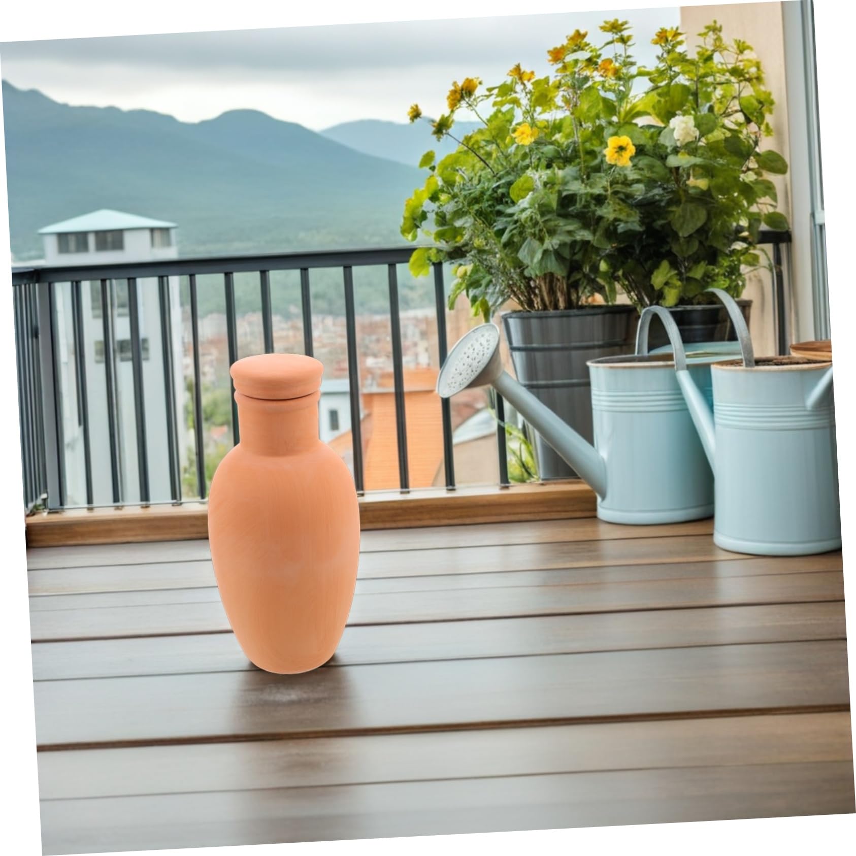 4 Pièces Arrosage Automatique Terre Cuite Inserts Auto Arrosants pour Plantes Pot Irrigation Goutte à Goutte Naturelle Adapté Intérieur et Extérieur Système Compact pour et Usage