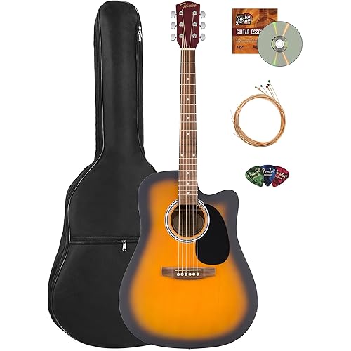 Fender FA Series Dreadnought Acoustic-Electric Guitar - 2-Color Sunburst Bundle with Gig Bag, Strings, Picks, and Austin Bazaar Instructional DVD