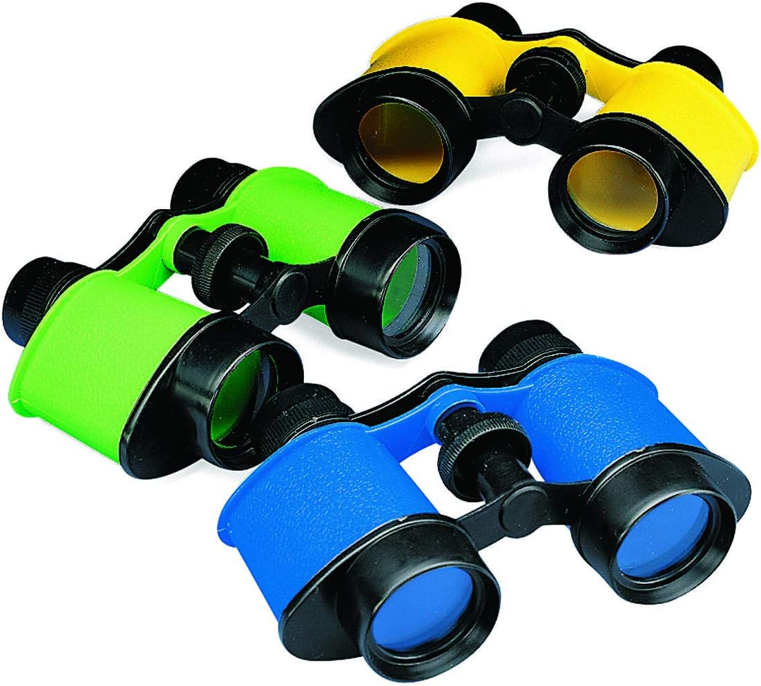 12 Plastic Kids Binoculars, Asst Colors, Party Favors, Pretend Play