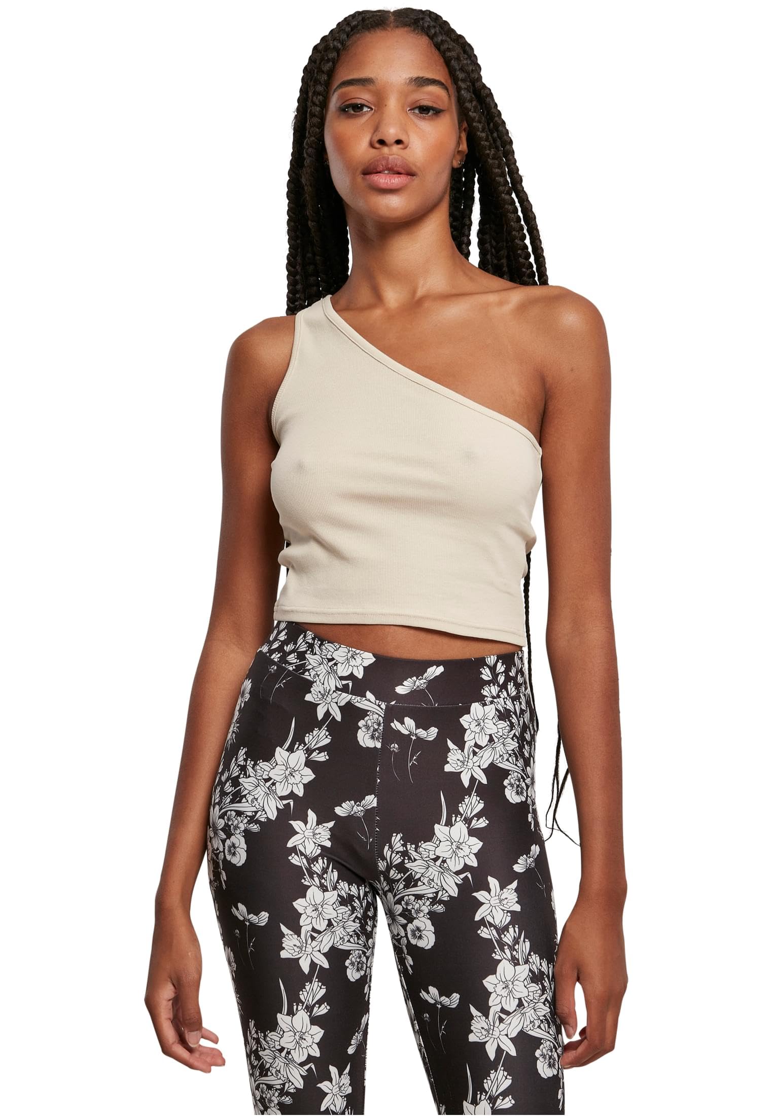 Urban Classics Women's Ladies Cropped Asymmetric TopSports Tank Top, Softseagrass, XL