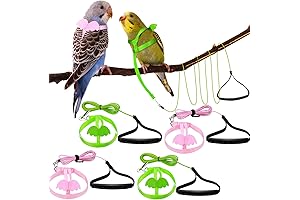 Shappy 4 Pieces Adjustable Bird Leash and Harness for Bird Training