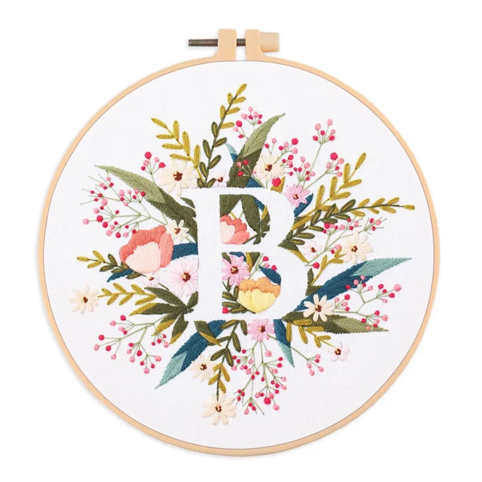 LKLNKVL embroidery, Embroidery Kit， For Beginner And Adults Starter Kit(Color B,With 20cm hoop)