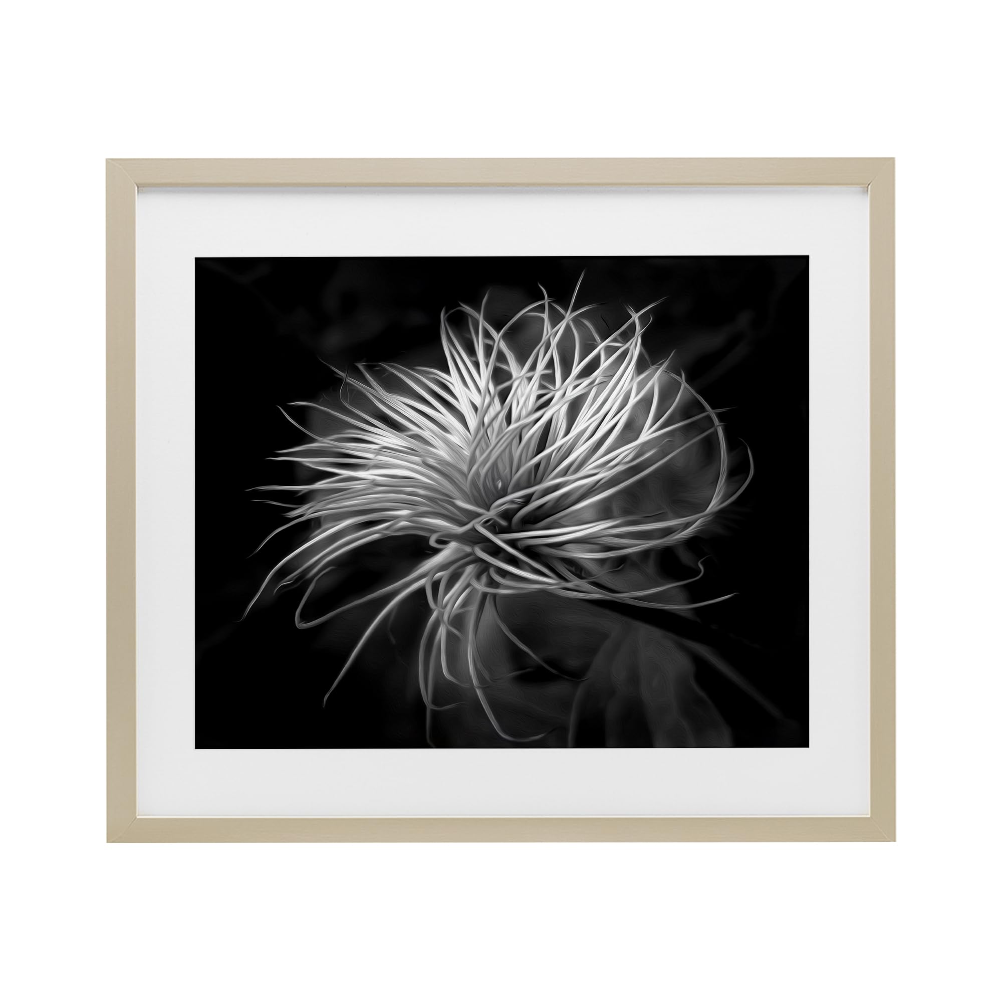 'Twisting Botanical Leaves Contrast'| Framed Print Under Glass